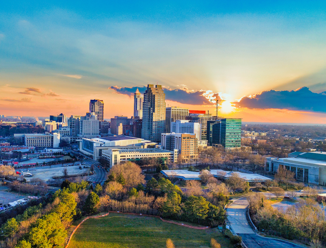 Downtown Raleigh, North Carolina, USA Drone Skyline Aerial